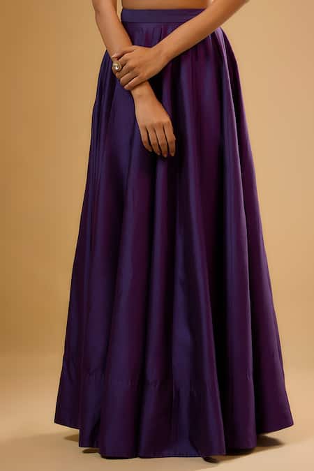 Buy_Label Niti Bothra_Purple Silk Zari, Mirrors V-, Scoop Embroidered Lehenga Set _Online_at_Aza_Fashions