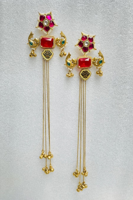 Studio6 Jewels Red Gold Plated Earrings 