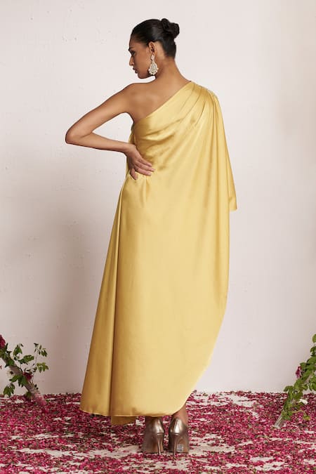 Amrta By Guneet Kondal Yellow ADDA Work Kaftan Dress 