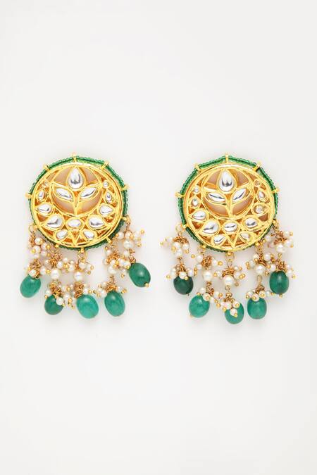 Buy_Dugran By Dugristyle_Red Pearls, Stones Brick Chokar And Earrings Set_Online_at_Aza_Fashions