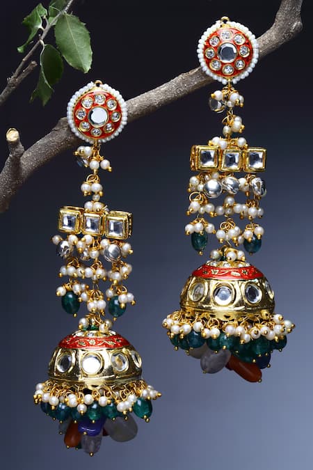 Dugran By Dugristyle Ruby Blaze Jhumka Earrings 