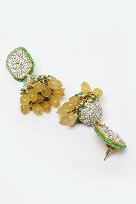 Buy Dugran By Dugristyle Gold Plated Crystals, Beads Blaze Jhumka Earrings Online at Aza Fashions Buy_Dugran By Dugristyle_Gold Plated Crystals, Beads Blaze Jhumka Earrings _Online_at_Aza_Fashions