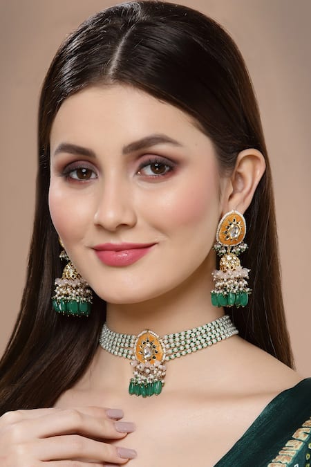 Dugran By Dugristyle Gold-Plated Coral Jhumka Earrings