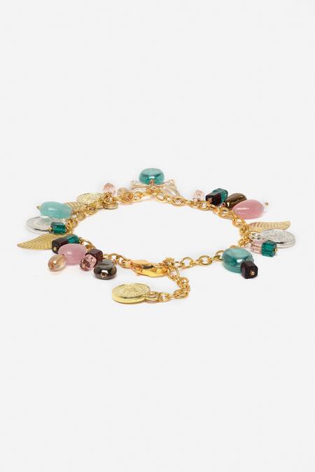 Buy Dugran By Dugristyle Green Chains, Beads Chartreuse Gold-plated Bracelet Online at Aza Fashions Buy_Dugran By Dugristyle_Green Chains, Beads Chartreuse Gold-plated Bracelet _Online_at_Aza_Fashions