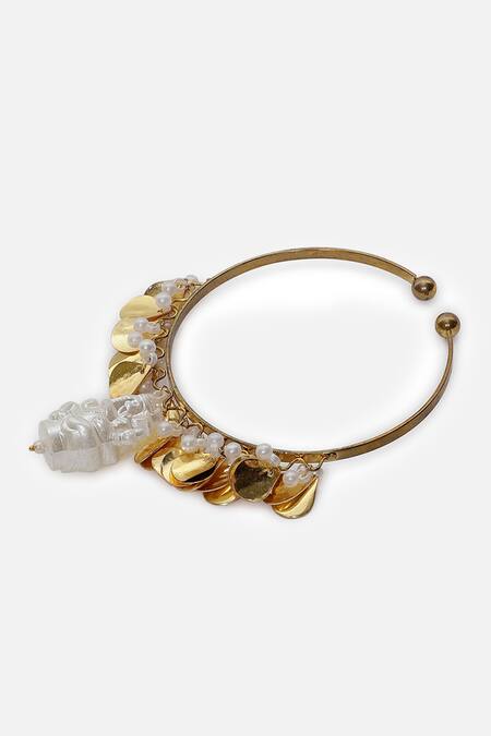 Dugran By Dugristyle Gold Plated Pearls, Chains Zard Khushi Bracelet Online at Aza Fashions Dugran By Dugristyle_Gold Plated Pearls, Chains Zard Khushi Bracelet _Online_at_Aza_Fashions