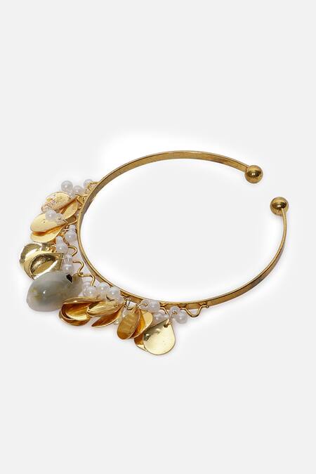 Dugran By Dugristyle Gold Plated Pearls Adjustable Bracelet Online at Aza Fashions Dugran By Dugristyle_Gold Plated Pearls Adjustable Bracelet _Online_at_Aza_Fashions