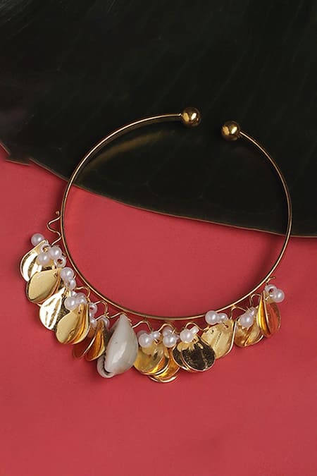 Shop Dugran By Dugristyle Gold Plated Pearls Adjustable Bracelet at Aza Fashions Shop_Dugran By Dugristyle_Gold Plated Pearls Adjustable Bracelet _at_Aza_Fashions