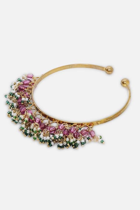 Dugran By Dugristyle Pink Beads Gulshan Gold-plated Bracelet Online at Aza Fashions Dugran By Dugristyle_Pink Beads Gulshan Gold-plated Bracelet _Online_at_Aza_Fashions