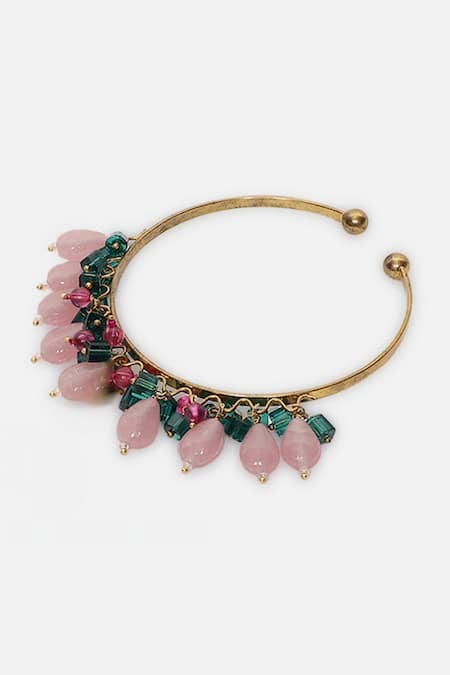 Dugran By Dugristyle Pink Beads, Gemstones Shabnam Gold-plated Bracelet Online at Aza Fashions Dugran By Dugristyle_Pink Beads, Gemstones Shabnam Gold-plated Bracelet _Online_at_Aza_Fashions