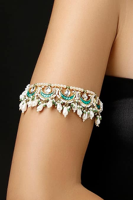 Shop_Dugran By Dugristyle_Multi Color Gold-plated Jungle Glow Bajuband _Online_at_Aza_Fashions