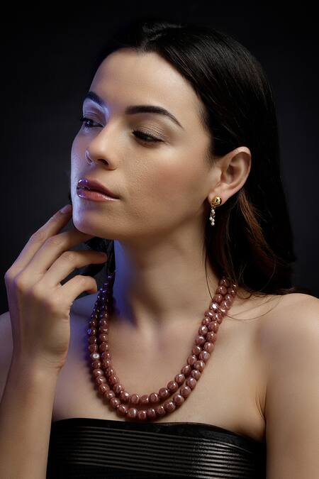 Shop Dugran By Dugristyle Brown Chandan Touch Layered Necklace Online at Aza Fashions Shop_Dugran By Dugristyle_Brown Chandan Touch Layered Necklace _Online_at_Aza_Fashions