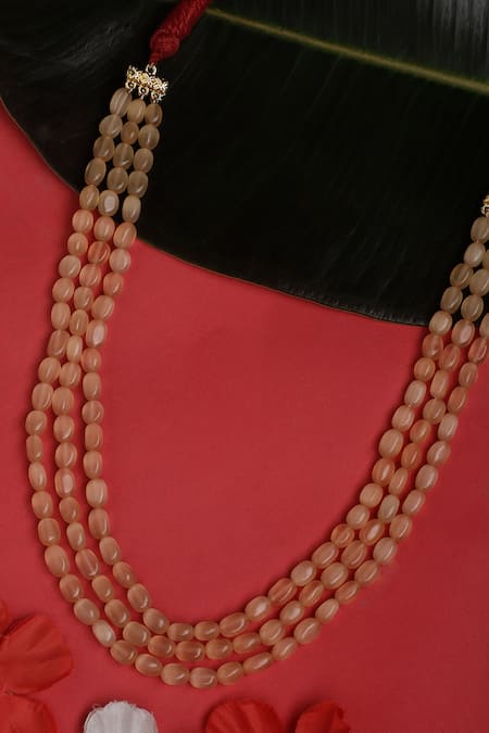 Shop Dugran By Dugristyle Peach Gulzar-e-hayat Layered Necklace at Aza Fashions Shop_Dugran By Dugristyle_Peach Gulzar-e-hayat Layered Necklace _at_Aza_Fashions