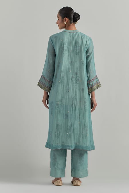 Ikshita Choudhary Sky Blue Chanderi Kurta Set 