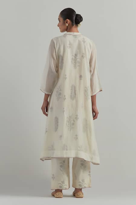 Ikshita Choudhary Chanderi Block Print Kurta Pant Set 