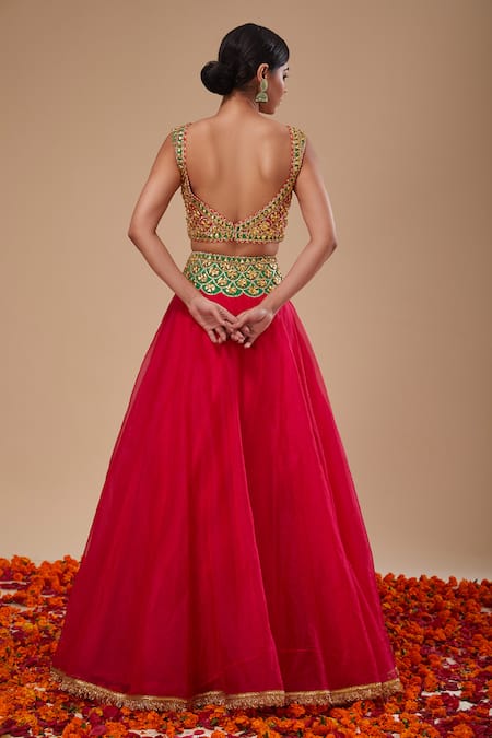 Preeti S Kapoor Fuchsia Designer Lehenga Set 