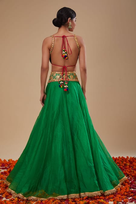 Preeti S Kapoor Green Blouse & Lehenga Set  