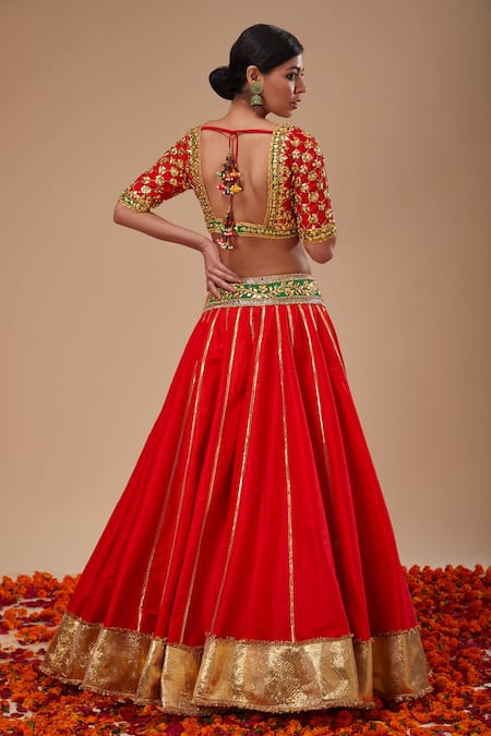 Preeti S Kapoor Red Gota Work Lehenga Set 