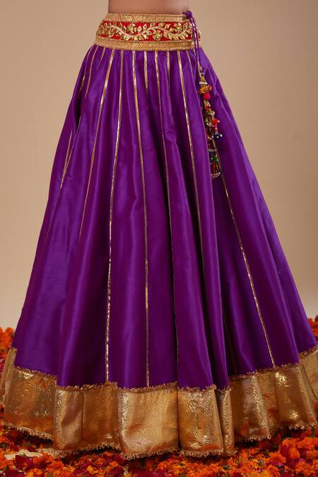 Preeti S Kapoor Purple Doriya, Organza Beads, Tassels Round Neck Designer Lehenga Set Online at Aza Fashions Preeti S Kapoor_Purple Doriya, Organza Beads, Tassels Round Neck Designer Lehenga Set _Online_at_Aza_Fashions