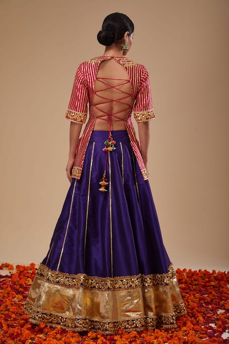 Preeti S Kapoor Fuchsia Kurta & Purple Lehenga Set 