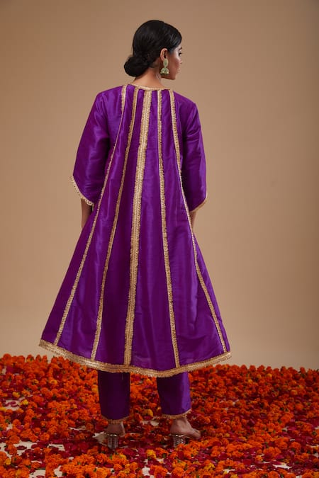 Preeti S Kapoor Purple Embroidered Anarkali Set 