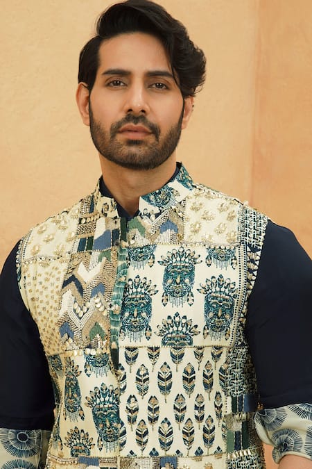 Sva By Sonam & Paras Modi_Silk Sequins, Embroidery Multi Embellished Bundi_Online_at_Aza_Fashions