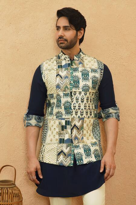 Buy_Sva By Sonam & Paras Modi_Silk Sequins, Embroidery Multi Embellished Bundi_Online_at_Aza_Fashions