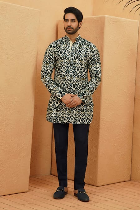 Sva By Sonam & Paras Modi Ivory Silk Embroidery Embellished Kurta Set 