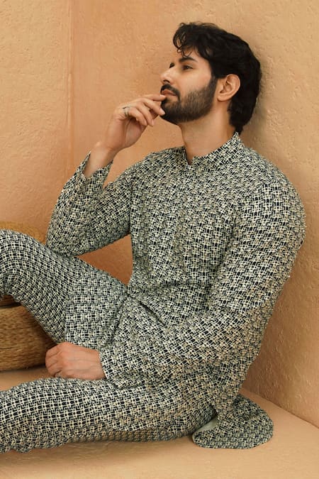 Sva By Sonam & Paras Modi_Multi Color Crepe Embellished And Printed Kurta Set_Online_at_Aza_Fashions