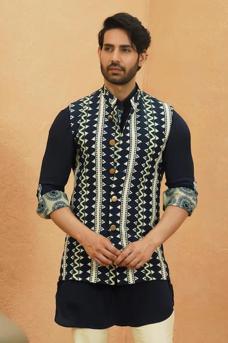 Sva By Sonam & Paras Modi Blue Crepe Embroidery Midnight Kurta Online at Aza Fashions Sva By Sonam & Paras Modi_Blue Crepe Embroidery Midnight Kurta_Online_at_Aza_Fashions