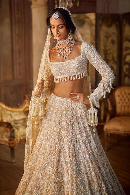 Buy_Seema Gujral_Ivory Pearls Embellished Kaliras - Set Of 2 