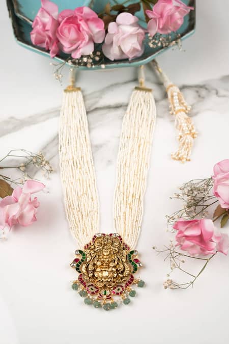 Anana Traditional Gold Plated Necklace & Earring Set 