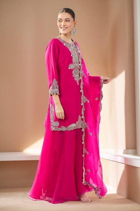Prisho Fuchsia Kairi Kurta Sharara Set 