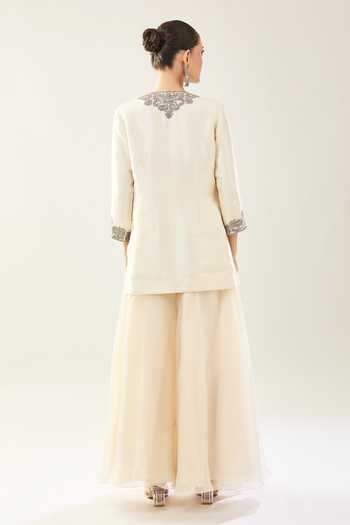 Prisho Ivory Kairi Kurta Sharara Set 