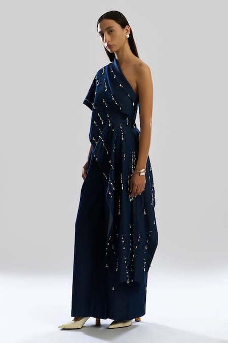 Aroka_Navy Denim Blue Core Pant_Online_at_Aza_Fashions