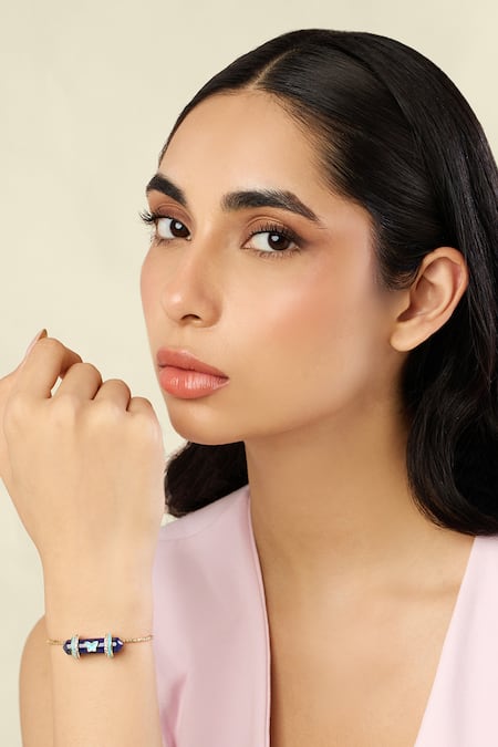 Shop Isharya Blue Crystals Celestial Core Bracelet Online at Aza Fashions Shop_Isharya_Blue Crystals Celestial Core Bracelet _Online_at_Aza_Fashions