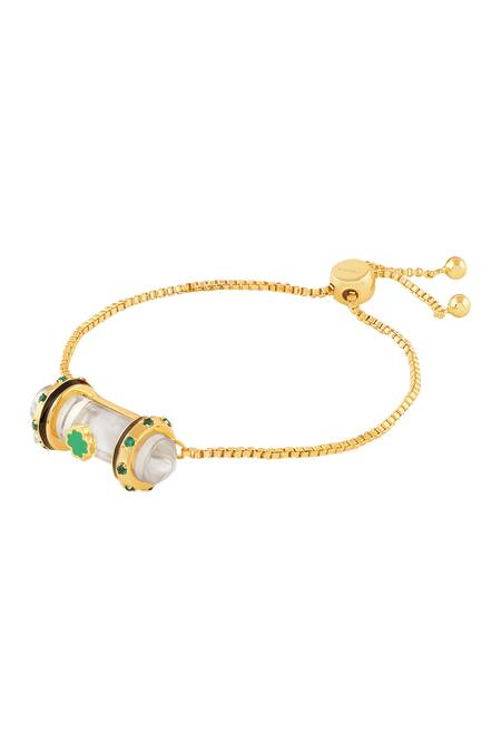 Isharya Gold Plated Imitation Gemstones Clarity Bolo Bracelet Online at Aza Fashions Isharya_Gold Plated Imitation Gemstones Clarity Bolo Bracelet _Online_at_Aza_Fashions