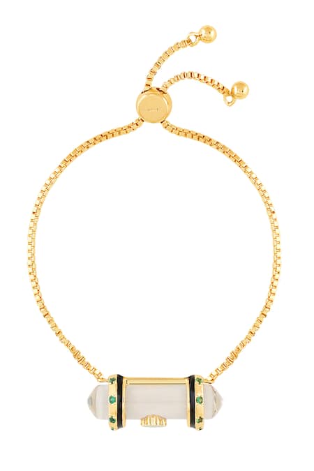 Shop Isharya Gold Plated Imitation Gemstones Clarity Bolo Bracelet at Aza Fashions Shop_Isharya_Gold Plated Imitation Gemstones Clarity Bolo Bracelet _at_Aza_Fashions