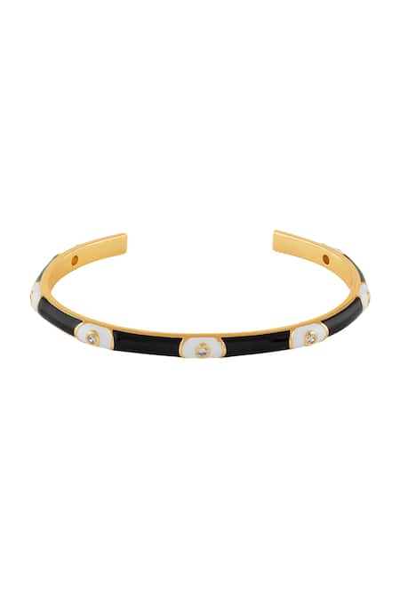 Shop Isharya Black Crystals Noir Orbit Cuff Bracelet at Aza Fashions Shop_Isharya_Black Crystals Noir Orbit Cuff Bracelet_at_Aza_Fashions