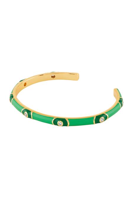 Isharya Green Crystals Verdant Vision Cuff Bracelet Online at Aza Fashions Isharya_Green Crystals Verdant Vision Cuff Bracelet_Online_at_Aza_Fashions