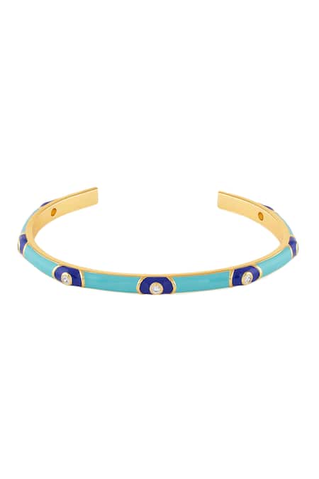 Shop Isharya Turquoise Crystals Mystic Guard Cuff Bracelet at Aza Fashions Shop_Isharya_Turquoise Crystals Mystic Guard Cuff Bracelet_at_Aza_Fashions