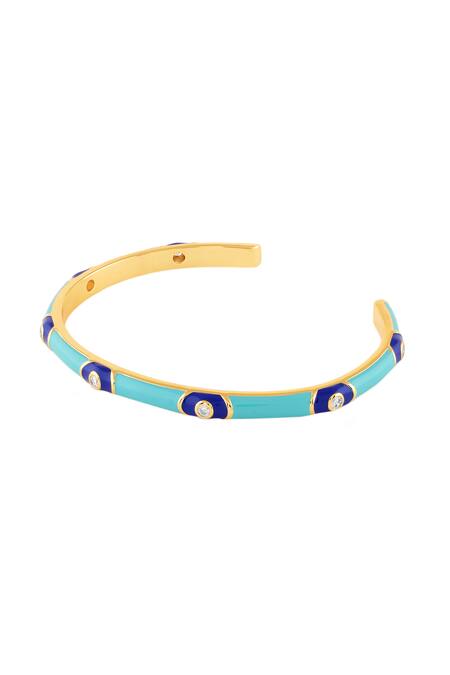 Isharya Turquoise Crystals Mystic Guard Cuff Bracelet Online at Aza Fashions Isharya_Turquoise Crystals Mystic Guard Cuff Bracelet_Online_at_Aza_Fashions