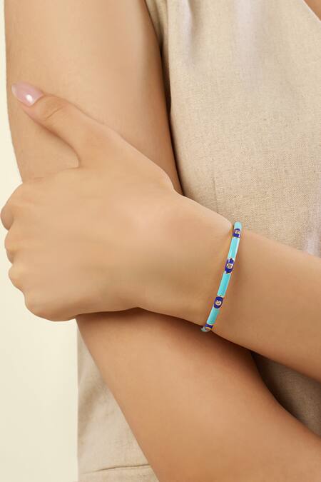 Shop Isharya Turquoise Crystals Mystic Guard Cuff Bracelet Online at Aza Fashions Shop_Isharya_Turquoise Crystals Mystic Guard Cuff Bracelet_Online_at_Aza_Fashions