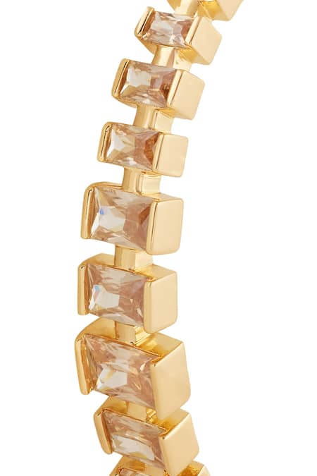 Isharya Gold Plated Stones Solar Flare Cuff Bracelet Online at Aza Fashions Isharya_Gold Plated Stones Solar Flare Cuff Bracelet_Online_at_Aza_Fashions