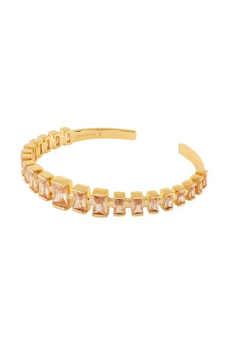 Buy Isharya Gold Plated Stones Solar Flare Cuff Bracelet Online at Aza Fashions Buy_Isharya_Gold Plated Stones Solar Flare Cuff Bracelet_Online_at_Aza_Fashions