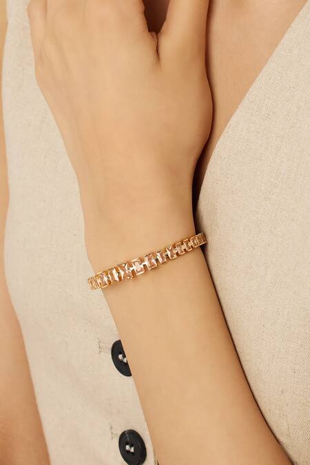 Shop Isharya Gold Plated Stones Solar Flare Cuff Bracelet Online at Aza Fashions Shop_Isharya_Gold Plated Stones Solar Flare Cuff Bracelet_Online_at_Aza_Fashions
