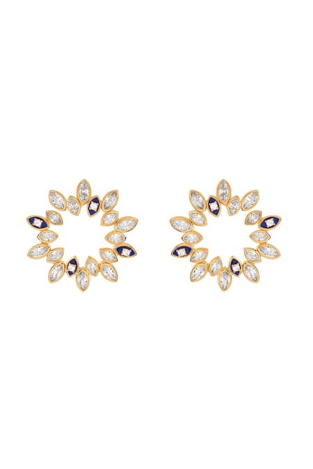 Shop Isharya Blue Crystals Divine Eye Studs at Aza Fashions Shop_Isharya_Blue Crystals Divine Eye Studs _at_Aza_Fashions
