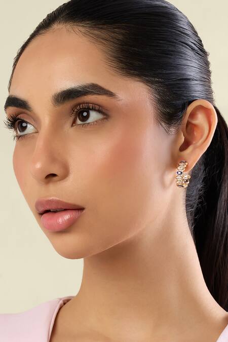 Buy_Isharya_Blue Crystals Divine Eye Halo Huggies_Online_at_Aza_Fashions