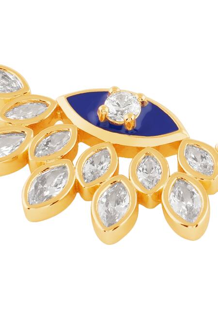 Buy_Isharya_Blue Zari, Crystals Aura Eye Studs_Online_at_Aza_Fashions