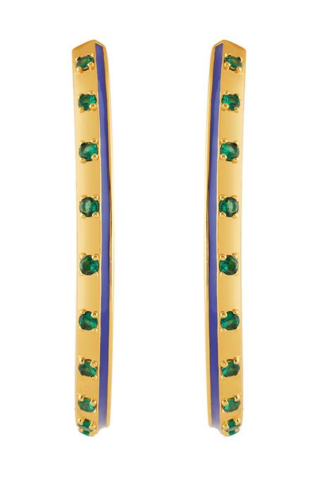 Isharya_Gold Plated Zari Luna Luxe Enamel Hoop Earrings _Online_at_Aza_Fashions