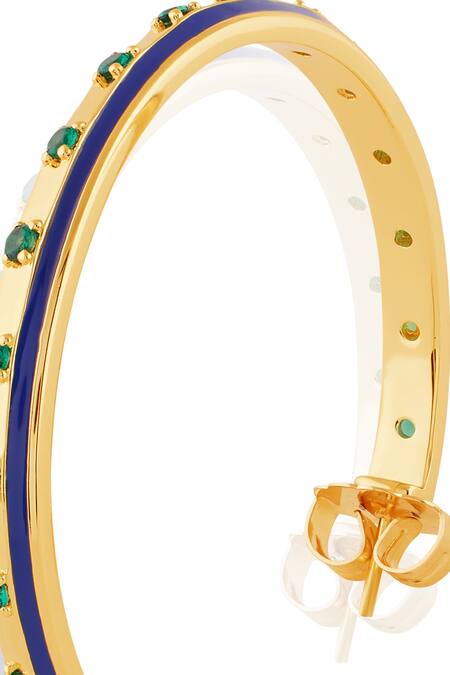 Buy_Isharya_Gold Plated Zari Luna Luxe Enamel Hoop Earrings _Online_at_Aza_Fashions